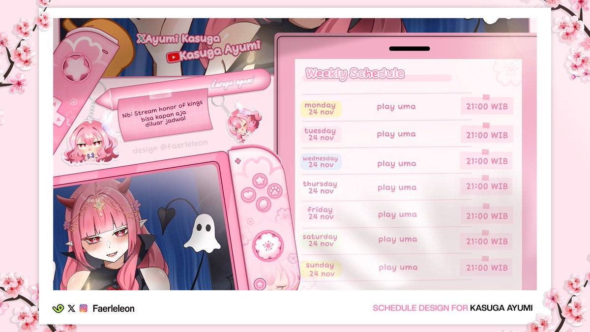 VTuber stream schedule done! 🌸✨ For my <a href="/AyumiKasuga/">Kasuga Ayumi【Stell★ris】</a>

Commission open, if you interested dm me✨
#VGenComm