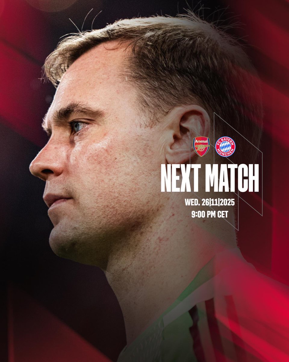 FCBayernEN's tweet image. 📌 𝗡𝗘𝗫𝗧 𝗠𝗔𝗧𝗖𝗛: Top of the table clash! 🏟️

A trip to London to face Arsenal on Wednesday night in the @ChampionsLeague 🏆