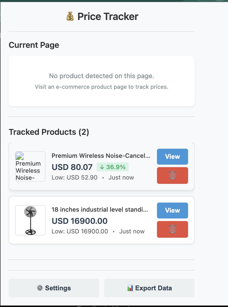 Chumskiii's tweet image. Currently building an e-commerce product price tracker Chrome extension that tracks your favorite products so you don&apos;t miss price drops.

#claudecode