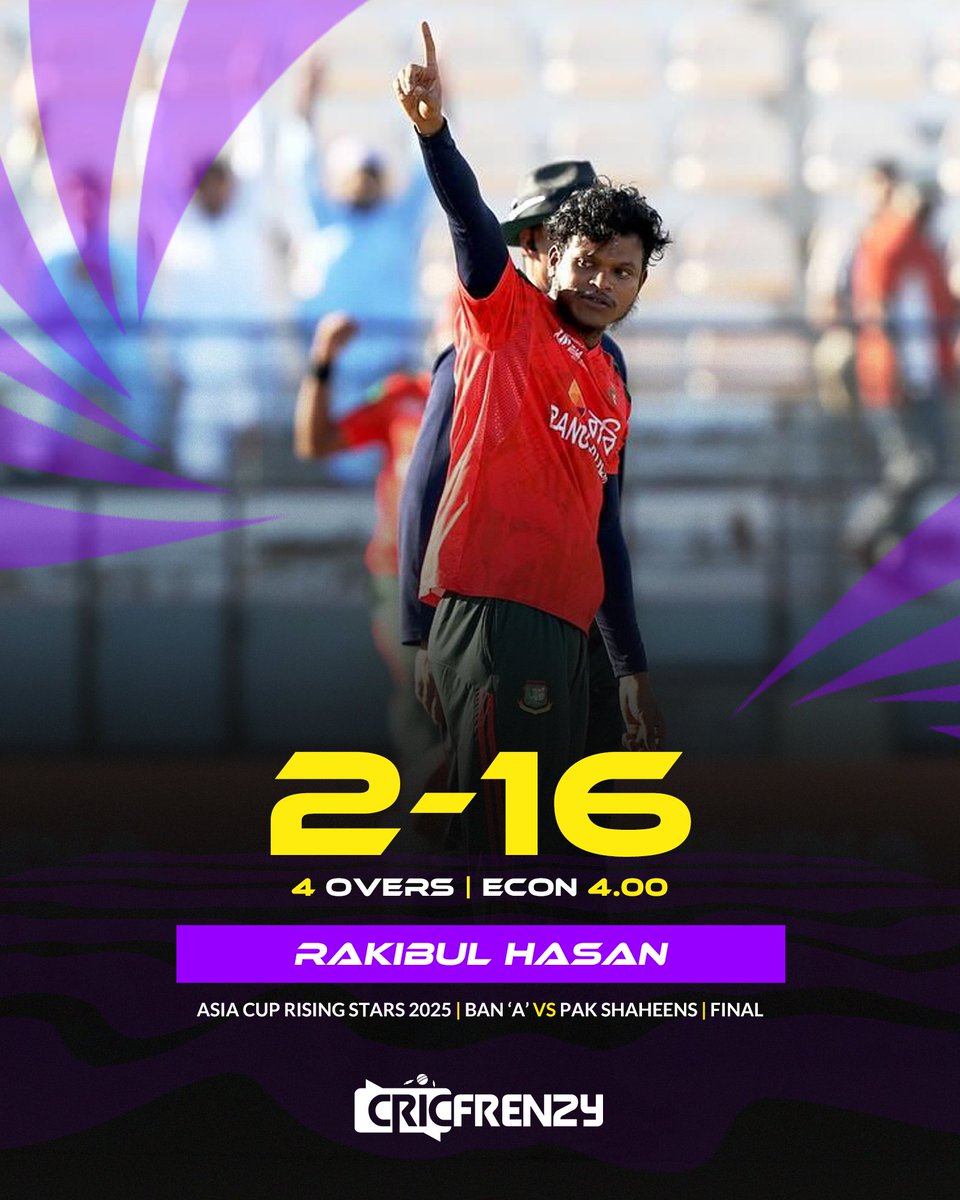 Cricfrenzylive's tweet image. ৪ ওভার বোলিং করে পাকিস্তানি ব্যাটারদের চাপে রেখে ২ উইকেট নিলেন রাকিবুল!
#RakibulHasan #BANvPAK