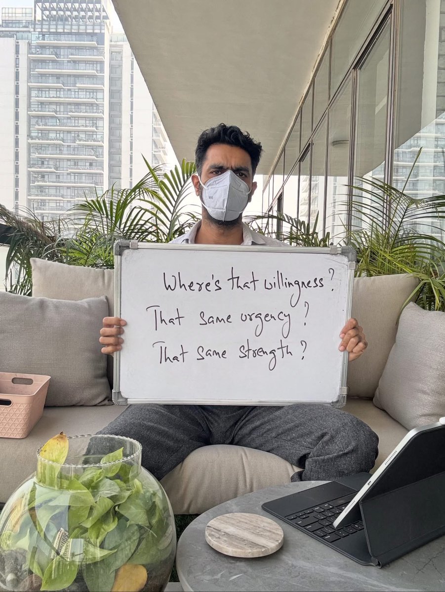 SethiRuchikaT's tweet photo. Dear @PMOIndia @narendramodi ji @AmitShah ji @JPNadda ji @byadavbjp ji,@mlkhattar ji
We know you have all the resources to fight the lethal enemy #PM2.5 #inhalable pollutants #AirPollution slowly killing millions of Indians on a daily basis and impeding the development of newborns.
It's a grave and great tragedy rolling out in front of your eyes and in your presence!
Don't let civic neglect and govt inaction diminish the potential of #Bharat.
Arrest the crisis and declare #waronpollution now. 🙏
Well said @_RavinderSingh_ your FB post speaks the mind of many million people staying not just in Delhi NCR but most indian cities reeling under pollution crisis.
https://t.co/GjxlWxCPf9
#AirPollution #SilentKiller #HealthEmergency #LeadershipMatters #CleanIndia #HealthIsWealth #ViksitBharat #India
“बल, बुद्धि, विद्या देहु मोहि, हरहु कलेश विकार”- a prayer for everyone's health & well-being 🙏
Pics: RavinderSingh
@PrinSciAdvGoI @NITIAayog
@iapindia @DrPrathapCReddy @DrSJaishankar @nsitharaman @medanta @hvgoenka @anandmahindra @_MukeshAmbani @TataCompanies
@cleanAirBharat