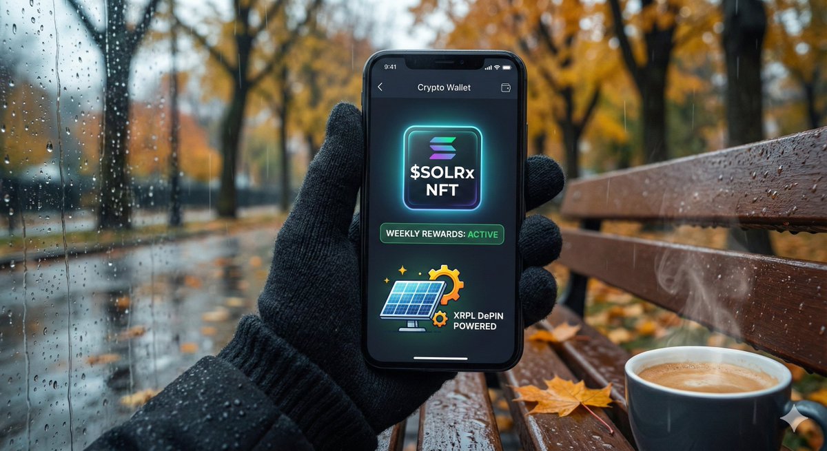 SOLRxProject's tweet image. ❄️🌧️ Early autumn rain feels like the world is rebooting.

That’s your reminder: simple systems win.
$SOLRx rewards holders weekly, powered by solar DePIN momentum on XRPL.
🧊 Own it
🌬️ Sit back
⚡ Let the network do the work
Limited NFTs. Long season upside.

#SOLRx #XRPL #DePIN…
