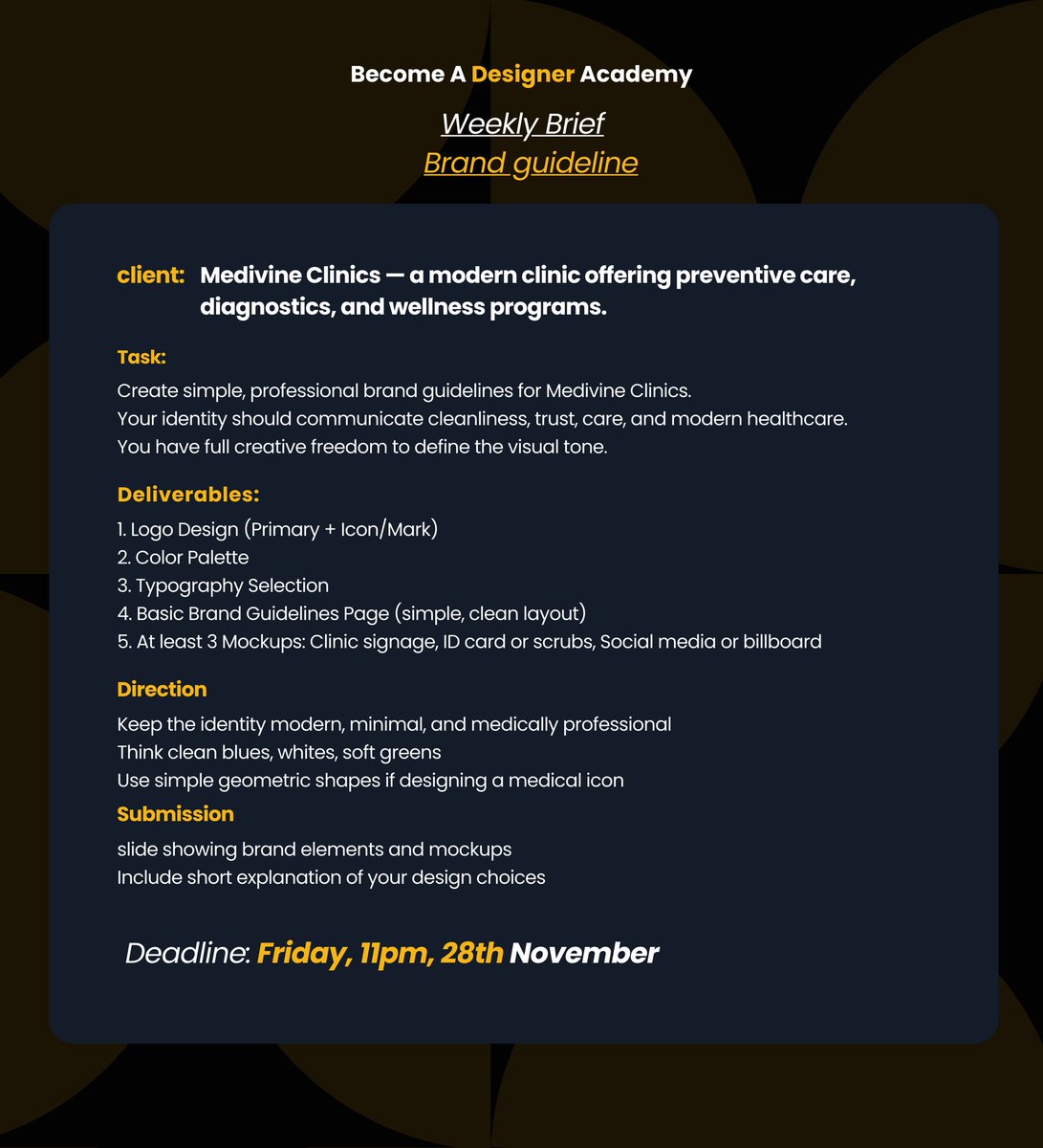 Bcomeadesigner's tweet image. Brief for the new week 

Last week was a free week
But let&apos;s get the creativity on this week 

practice and grow with co designers
Join our accountability community on WhatsApp👇 

chat.whatsapp.com/FqVjzm1eNqz2Jt…