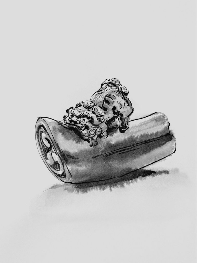 Chinese Lion on Tile TANAKA MINKõ, Japan, 1735-1816 wood with