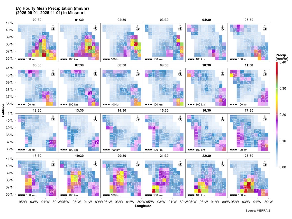 alihassansha12's tweet image. 🚀 Automating MERRA-2 Precipitation Analysis for Missouri (2025-09-01–2025-11-01) Data in R

👉 Watch the full process on YouTube: youtu.be/62IqlOpTpC0

Sincere gratitude to @milosmakesmaps 

#postdoc #PhD #wildfire #consultation #stats_feed #maps #climate