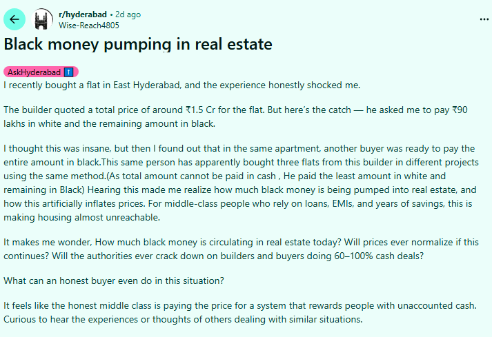 InvestRepeat's tweet photo. Real Estate is the most popular washing machine in India.

Corrupt Indians are converting black money to white with ease while pushing home prices artificially high - choking honest tax-paying middle class with EMIs.

@MoHUA_India @officeofmlk @tokhansahu_bjp should bring strict money laundering laws in Real Estate. Without massive action, in coming years Indians won't be able to afford homes at all.
