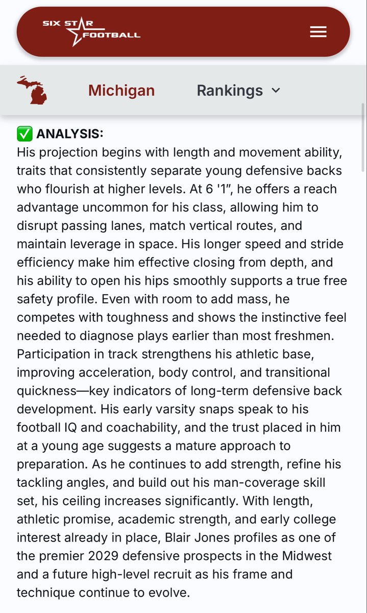 Thank you for the write up, <a href="/sixstarfootball/">Six Star Football | PLUS+</a>!

<a href="/CoachShort_/">Kyle Short</a> <a href="/SalineFootball/">Saline Football</a> <a href="/Brown_SHS/">Corbin Brown</a> <a href="/smsbacademy/">SoundMind SoundBody®</a> <a href="/CoachBlackwell_/">Curtis Blackwell II</a> <a href="/RisingStars6/">Rising Stars Academy</a> <a href="/AllenTrieu/">Allen Trieu</a> <a href="/alex_pallone/">Alex Pallone</a> <a href="/PrepRedzoneMI/">Prep Redzone Michigan</a> <a href="/TheD_Zone/">The D Zone</a> <a href="/TomLoy247/">Tom Loy</a> <a href="/ChadSimmons_/">ChadSimmons</a> <a href="/marvin3rob/">Coach Robinson</a> <a href="/BuckFitz/">NPA/SUPERMAX 100</a> <a href="/NatlPlaymkrsAca/">NatlPlaymkersAcademy</a> <a href="/SWiltfong_/">Steve Wiltfong</a> <a href="/rwdunny/">Randy Dunny</a>