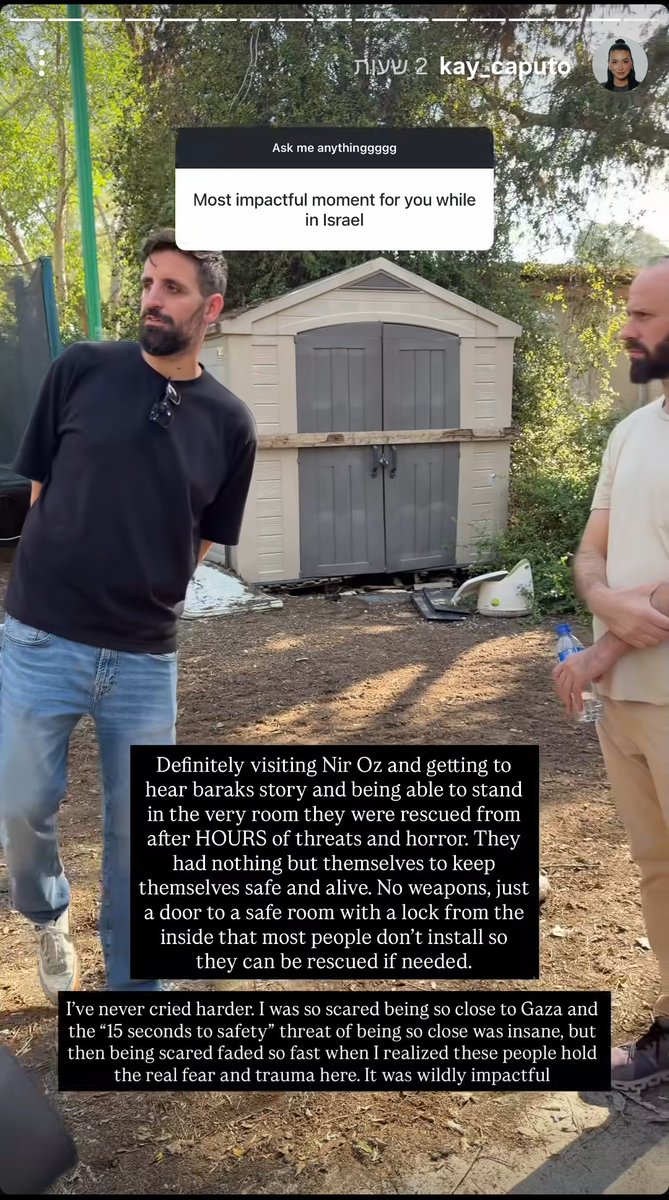 הרבה שואלים אותי איך אני מצליח ולמה כלכך חשוב לי לפגוש אנשים ולספר על מה שעברנו ב 7.10 שוב ושוב ושוב.
בשבוע שעבר פגשתי קבוצה של "משפיענים" מניו יורק, אולי הכי הפוך שאפשר מהמבקרים ה'סטנדרטיים' שמגיעים בקבוצות ומשלחות.
אחת מהן הצליחה לתת את התשובה שלי בסטורי קצר: