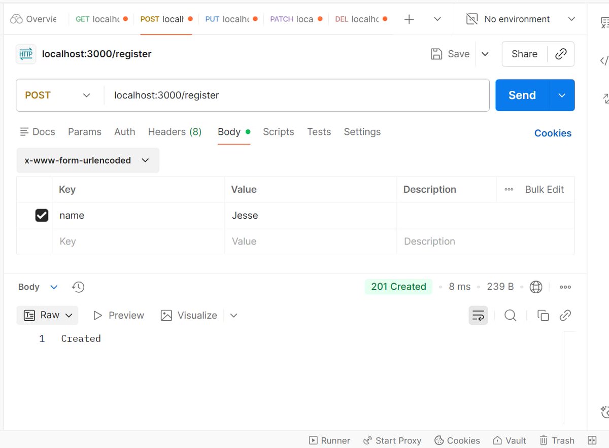 Dev_JesseMaduka's tweet image. Day 52 of #100DaysOfCode 🚀

Learned how to use Postman to test backend routes today!
Tested GET, POST, PUT, PATCH, and DELETE requests — all returning the correct status codes (no 404s 🔥).

Backend is getting clearer every day.
#NodeJS #BackendDev #WebDev #buildinginpublic