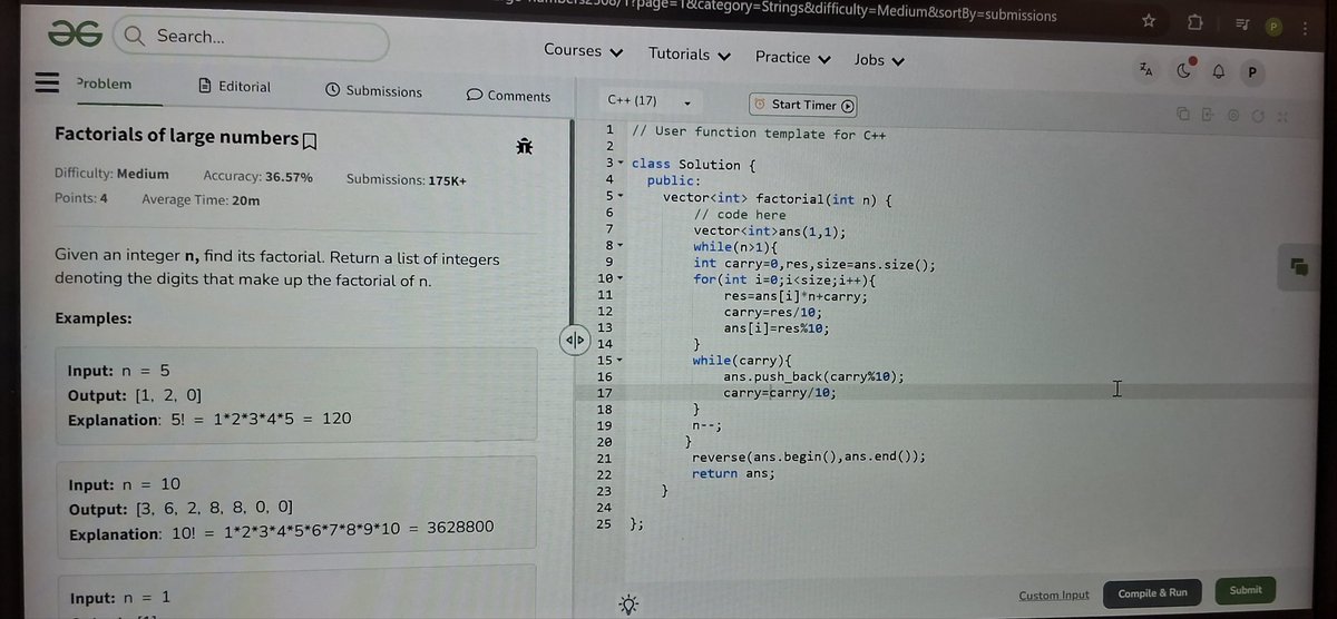 preeti_kus2007's tweet image. 🚀Today  continued  my learning journey with a focus on DSA string  and solve  some problems 
•Roman to integer
•Add  string
•Factorial  of a number
✨️Small progress &amp;gt;no progress 
#CoderArmy #learningjourney