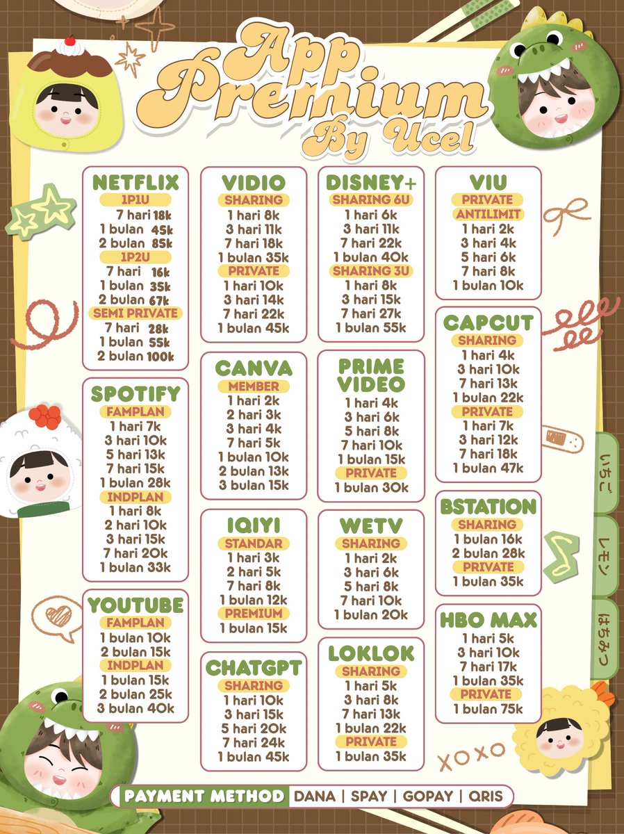 WTS NETFLIX  CANVA CAPCUT VIDIO DISNEY PRIME VIU YOUTUBE BSATATION LOKLOK SPOTIFY CHATGPT IQIYI HBOMAX.

TRUSTED MURAH BERGARANSI 

Order: tiny.cc/wasapucel #zonauang