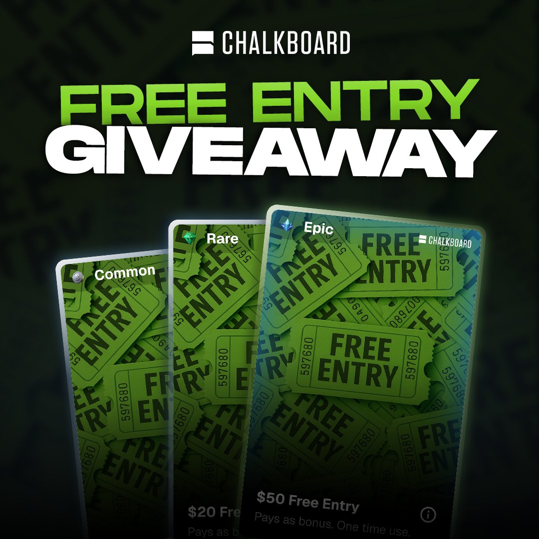 ChalkboardHQ's tweet image. GAMEDAY GIVEAWAY 💸

We&apos;re giving away five $50 Free Entry cards today! To enter, just reply with the following:

 💰 Chalkboard username
 💰 Favorite person to tail on X