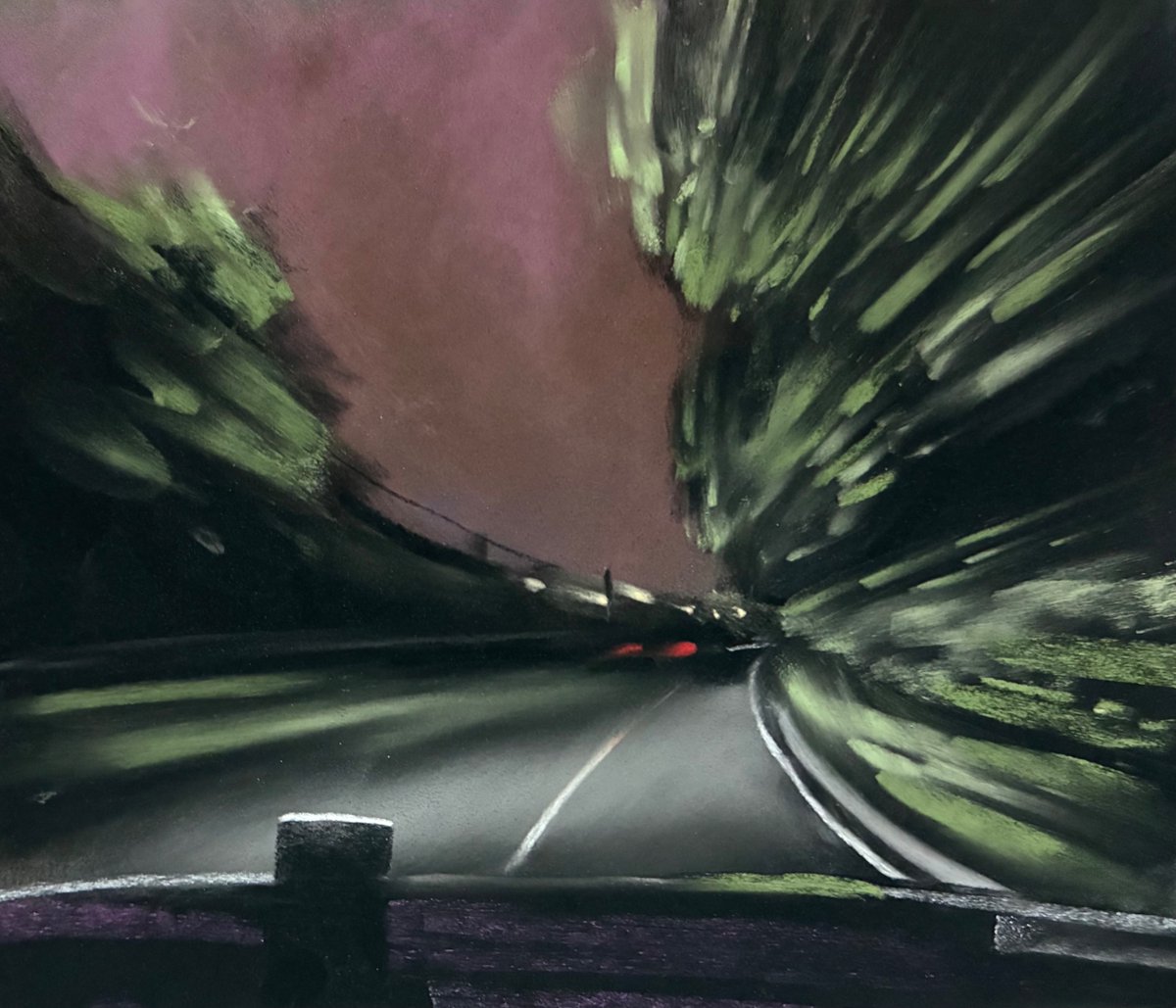 今日のパステル　夕暮れのカーブ