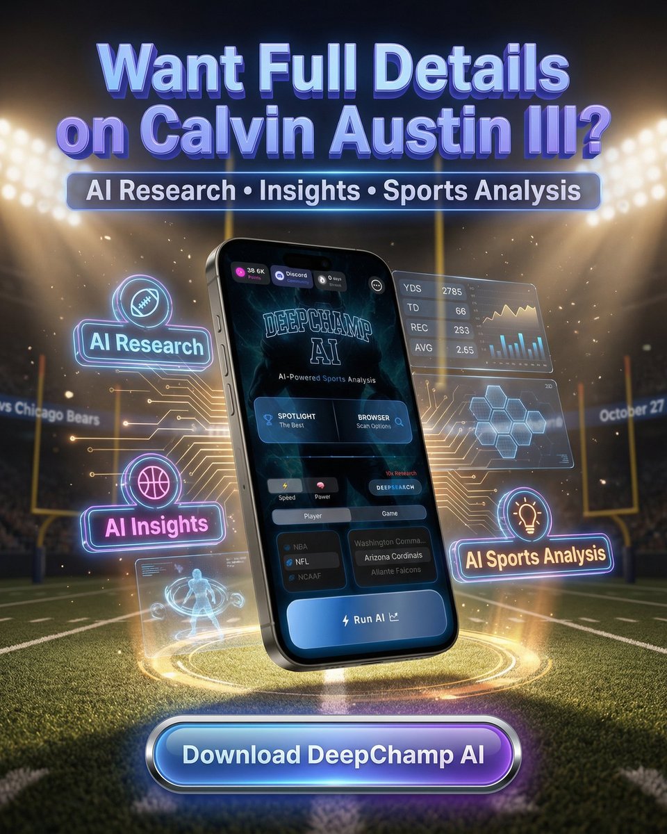 deepchampai's tweet image. 🏈 Calvin Austin III NFL Spotlight
Calvin Austin III is putting on a show for NFL against Chicago Bears.
AJ Barner is red-hot, averaging 28.3 receiving yards over his last four games, consistently showcasing his ability to impact the…
#NFL #DeepChampAI #CalvinAustinIII #PIT #CHI