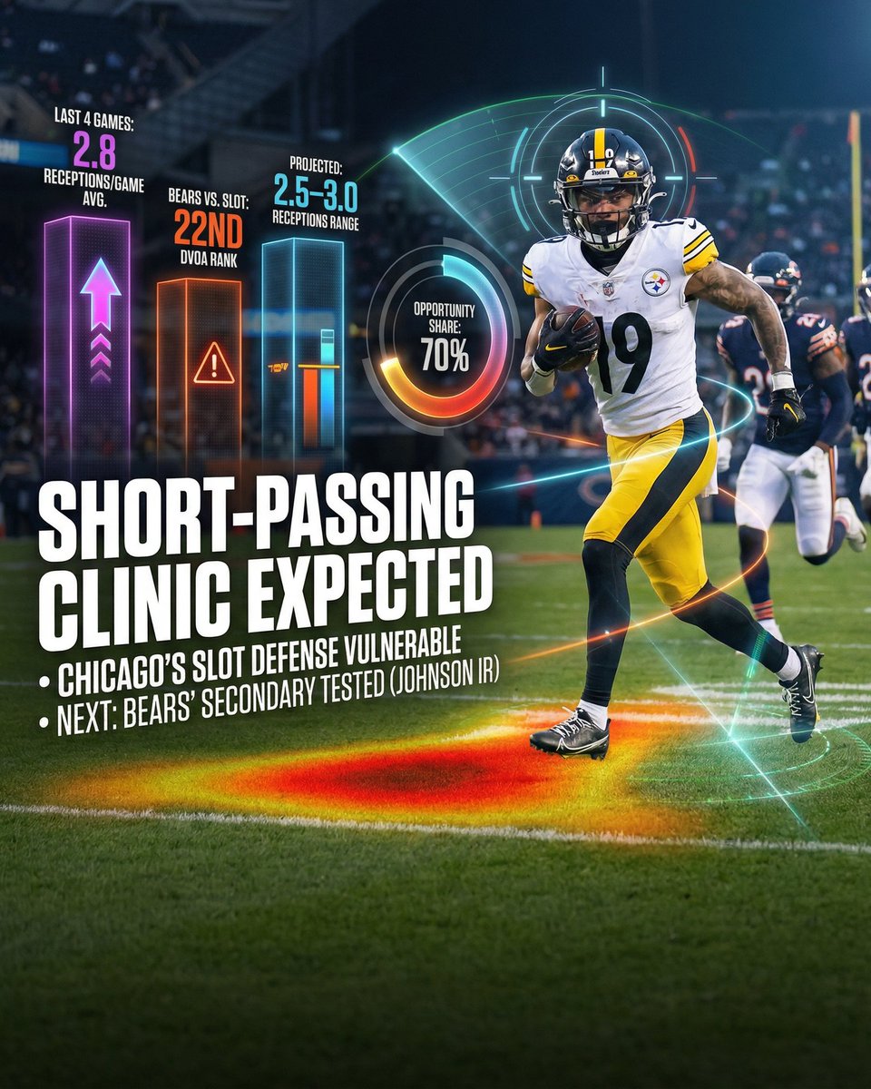 deepchampai's tweet image. 🏈 Calvin Austin III NFL Spotlight
Calvin Austin III is putting on a show for NFL against Chicago Bears.
AJ Barner is red-hot, averaging 28.3 receiving yards over his last four games, consistently showcasing his ability to impact the…
#NFL #DeepChampAI #CalvinAustinIII #PIT #CHI