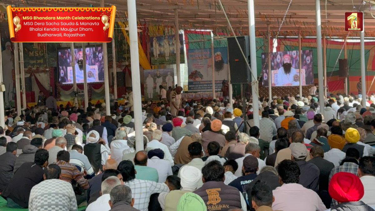 DSSNewsUpdates's tweet image. The divine aura of the MSG Bhandara celebrations at Maujpur Dham was cosmic and soul-enriching, touching every heart.
Lakhs of devotees from diverse faiths travelled from far and wide to attend the sacred event and receive profound blessings. In the serene ambience of the pandal,…