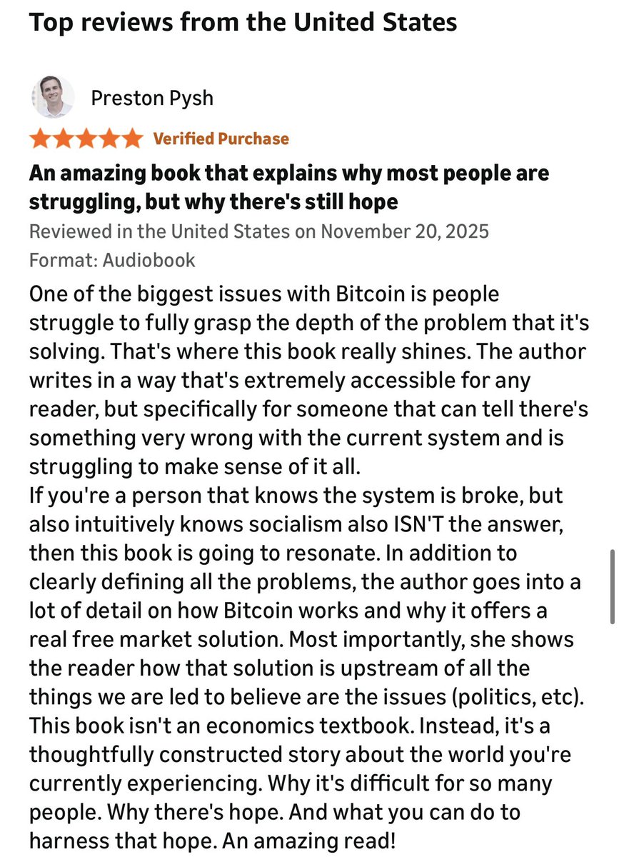 natbrunell's tweet image. What an honor to read this review of Bitcoin is for Everyone from @PrestonPysh 🧡 Thank you so much! 🥹