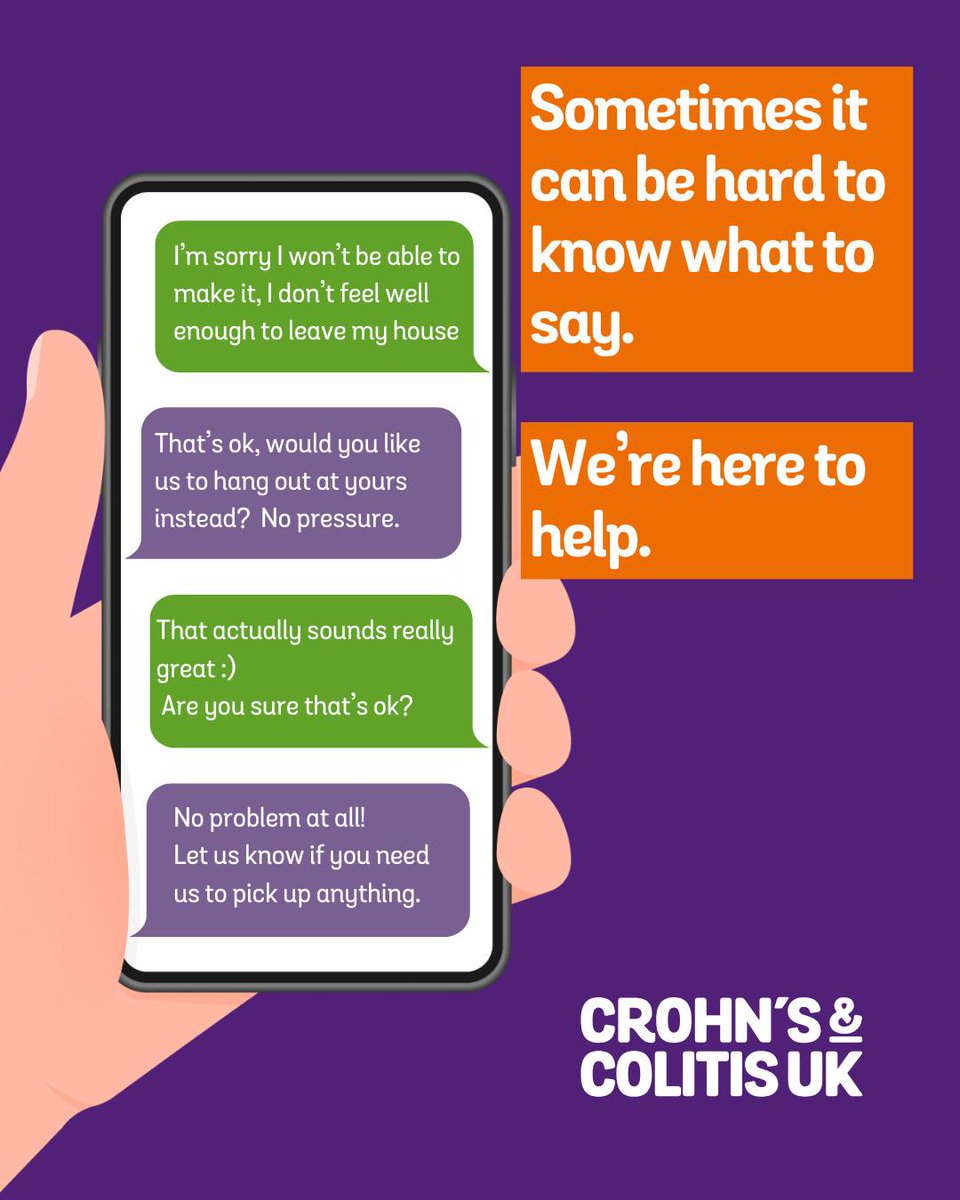 Sometimes it can be hard to know what to say. We’re here to help.

#InvisibleIllness #Crohns #Colitis #InflammatoryBowelDisease #ibd