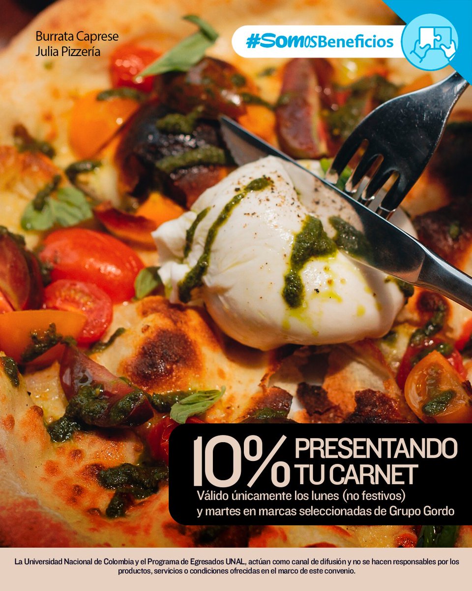 EgresadosUN_Nal's tweet image. ¿Plan gourmet? 🍽️ ¡Disfruta descuentos exclusivos en Renata, Emilia Grace, Kumico Tei, Gordo y Julia con tu carné de egresado UNAL! Vive una experiencia gastronómica inolvidable. #SomosBeneficios #SomosEgresados #SomosUNAL