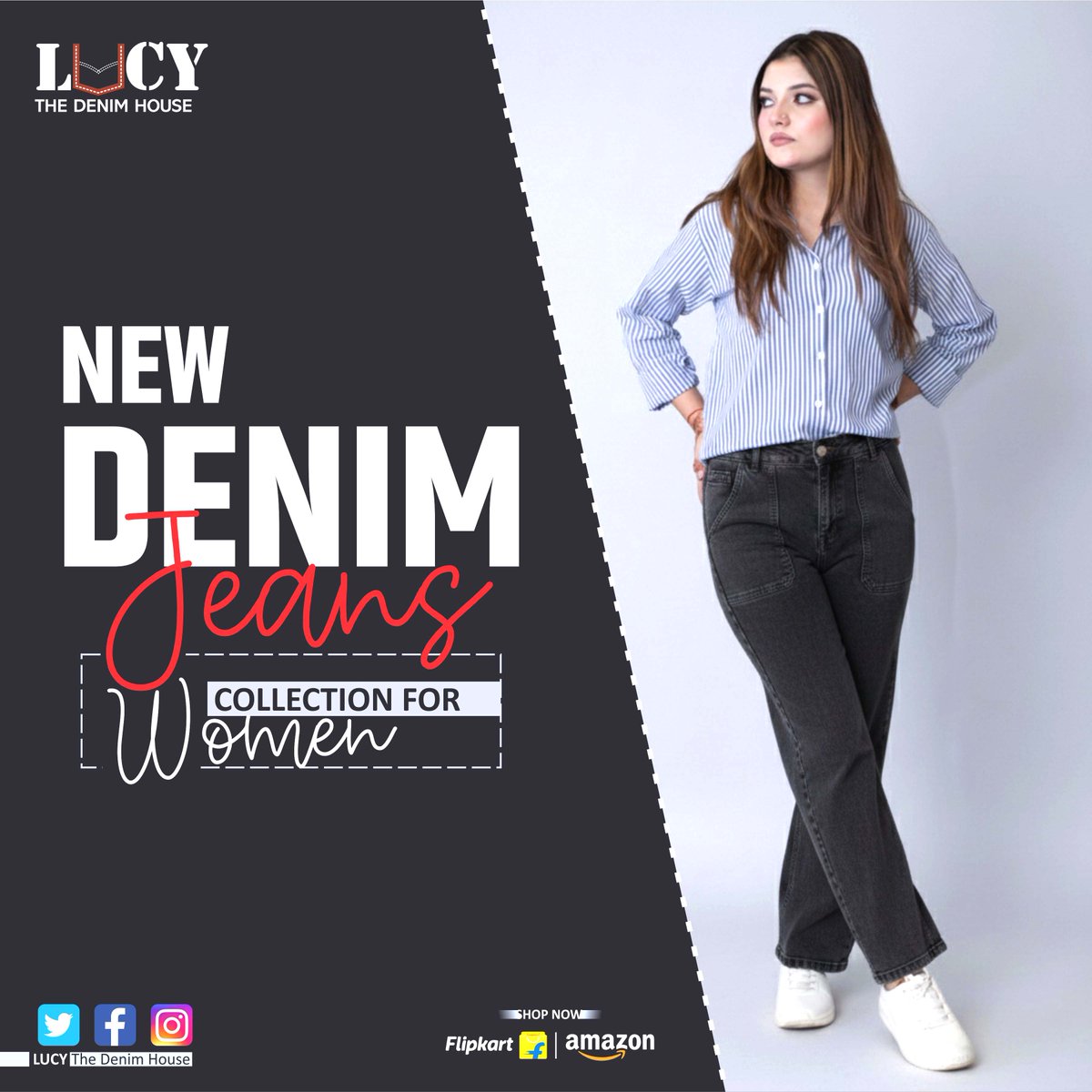 LHouse58911's tweet photo. New Women’s Denim Collection
Upgrade your style with premium, comfy &amp; trendy denims from Lucy – The Denim House.
👖 Premium Denim
🌟 Modern Fits
🛍️ Now on Flipkart &amp; Amazon
Step into style with the perfect pair of denims.
#LucyDenimHouse #DenimJeans #WomenFashion https://t.co/0qnrG1WFx5