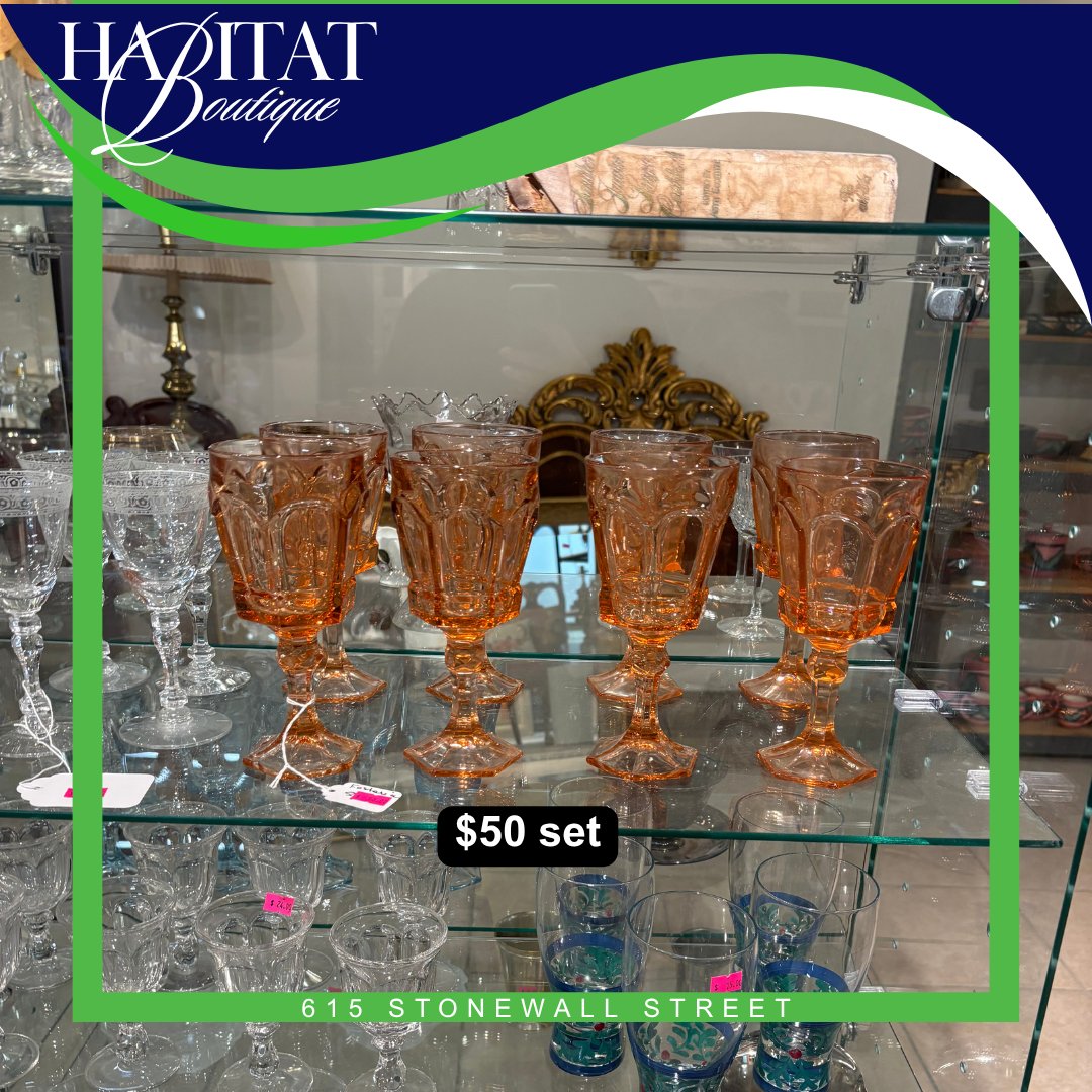 HabitatMCA's tweet photo. 🥂 Sip in style! ✨ This chic glassware set is ready to elevate your table. Find it today at the Habitat Boutique! 💚 #HabitatBoutique #ReStoreFinds https://t.co/r177Ko0RLJ