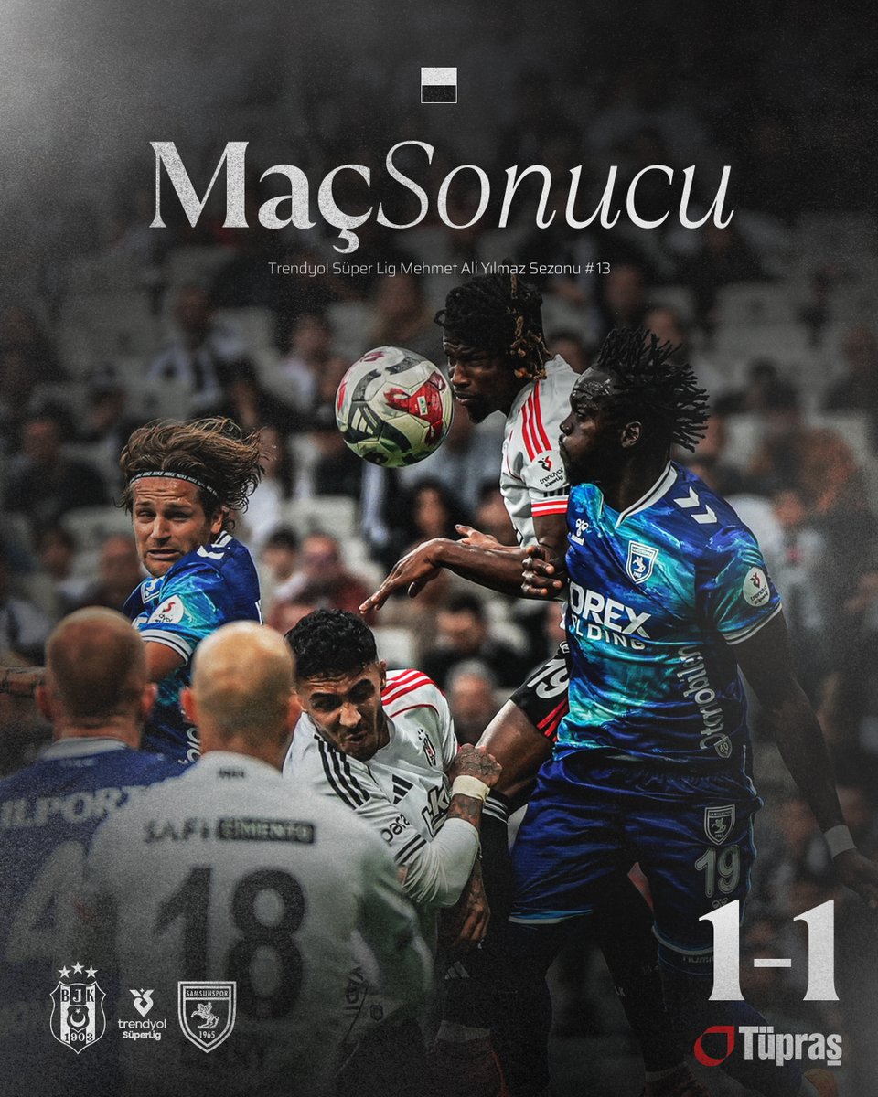 Besiktas's tweet image. ⏹ Maç bitti.

Beşiktaş 1-1 Samsunspor