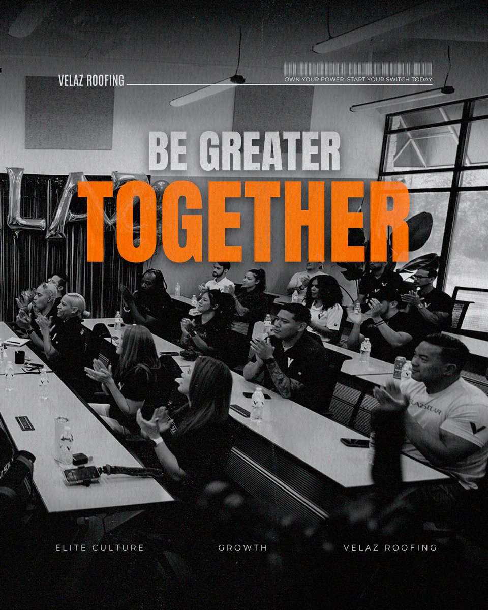 VelazRoofing's tweet image. 1 PURPOSE. BE GREATER TOGETHER. 💪

At Velaz Roofing, purpose unites us, culture defines us, and teamwork drives us forward. When we grow together, we rise together — because greatness is built as one. ⚡️

#VelazRoofing #OnePurpose #BeGreaterTogether