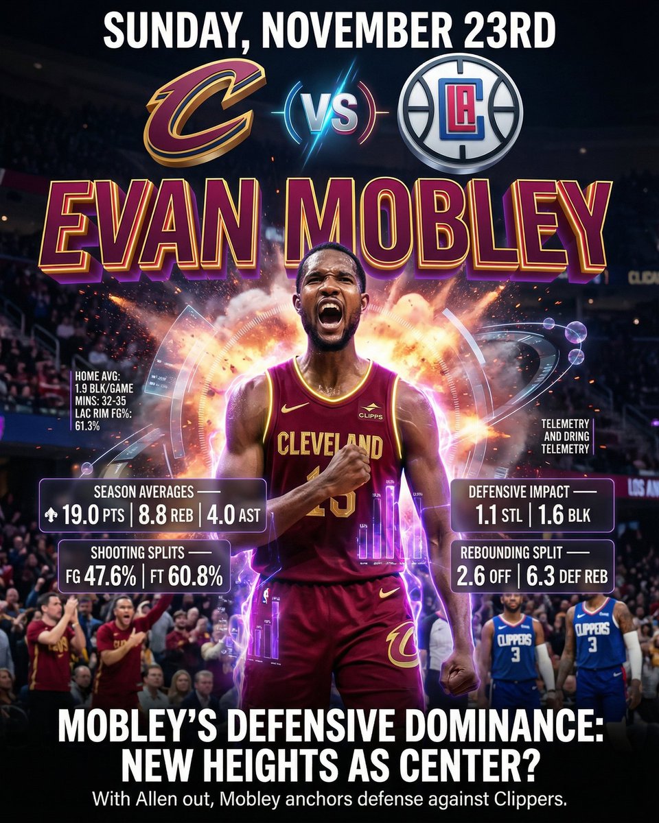 deepchampai's tweet image. 🏀 Evan Mobley NBA Spotlight
Evan Mobley is putting on a show for NBA against Los Angeles Clippers.
AJ Barner is red-hot, averaging 28.3 receiving yards over his last four games, consistently showcasing his ability to impact the Sea…
Full…
#NBA #DeepChampAI #EvanMobley #CLE…