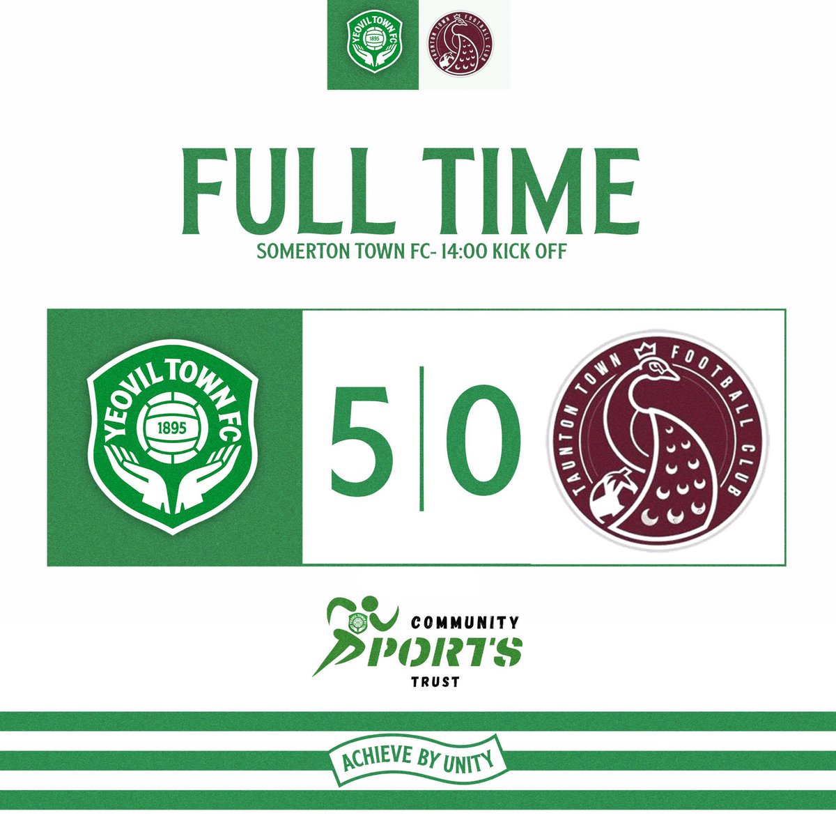 FT | Yeovil Town 5-0 Taunton Town

A five star performance for the Young Glovers sees them progress to the Third Round of the Somerset County Cup!

#YTFC 💚