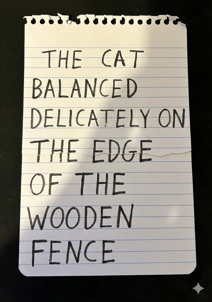 Reconstructed sentence from torn strips