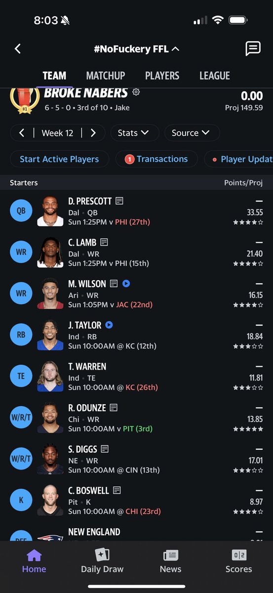 Jnuggz916's tweet photo. @NFL_Convo What would you change? Full PPR thanks! https://t.co/3R0wU1TNjU