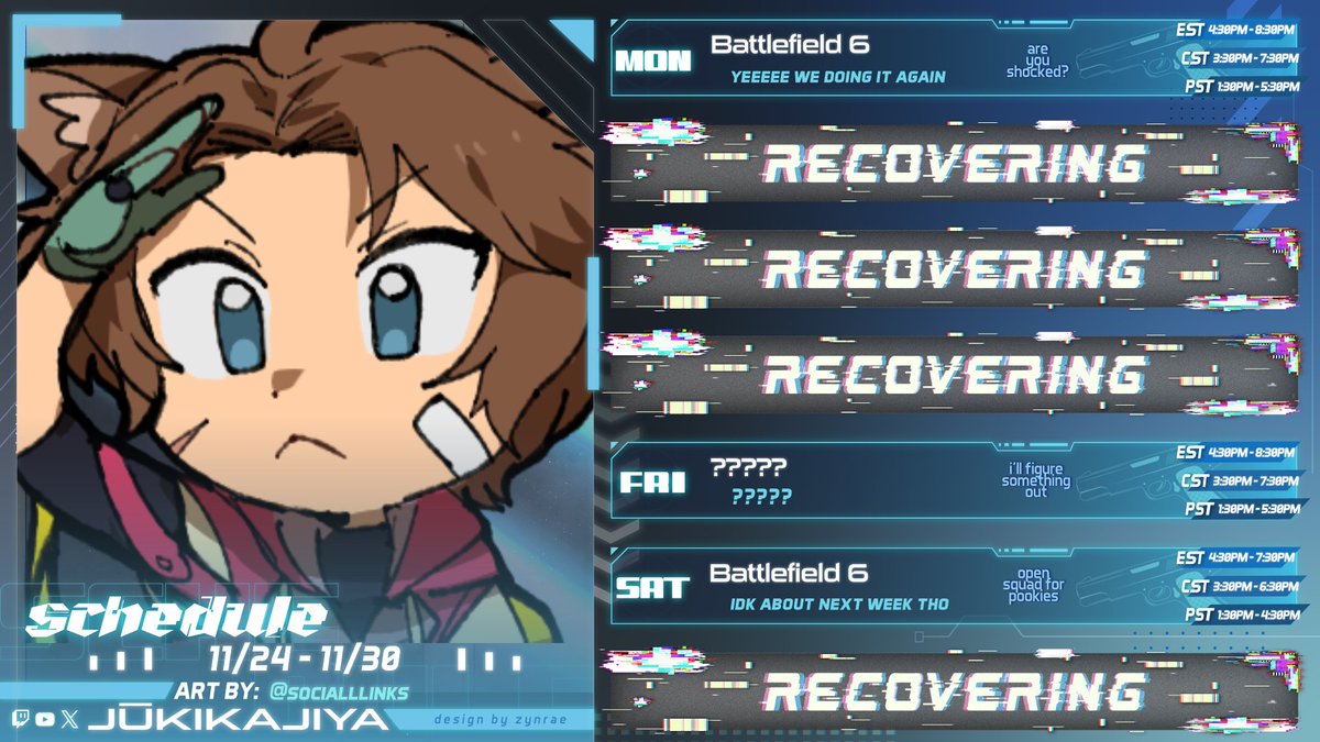 📣 YO POOKIES! 📣
🎉🐹SCHEDULE TIME!🐹🎉

🐹We've finished up yet another week and we have a slight change coming for this week!

🐹I'm going to be taking Wednesday this week off since I'm going to go play a show IRL! This won't be a continuous thing, however! Once this week is