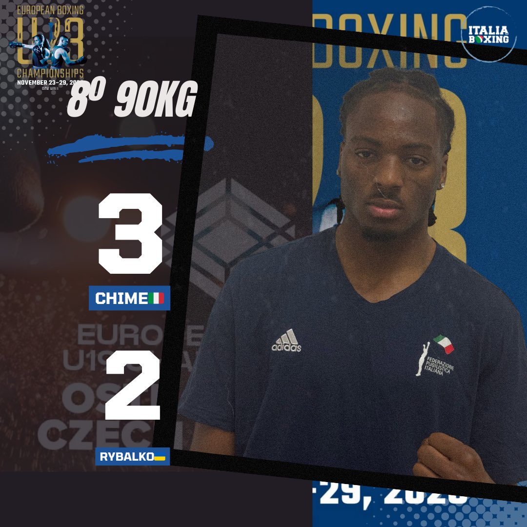 FPIBoxe's tweet image. 🥊 🇪🇺 🏆 Euro U23 Boxing Championships 2025 
🏟️ Budapest 🇭🇺 Bok Sports Hall - 23-29 Nov.

🥊 Result match Day 1 Itaboxing - 23/11 

🥊 8º 90 Kg - Chime 🇮🇹vs Rybalko 🇺🇦 3-2
🥊 Vai così, Dean 😎😎🔥🔥🥊

#Itaboxing #Boxing #Boxer #Pugilato #boxeo