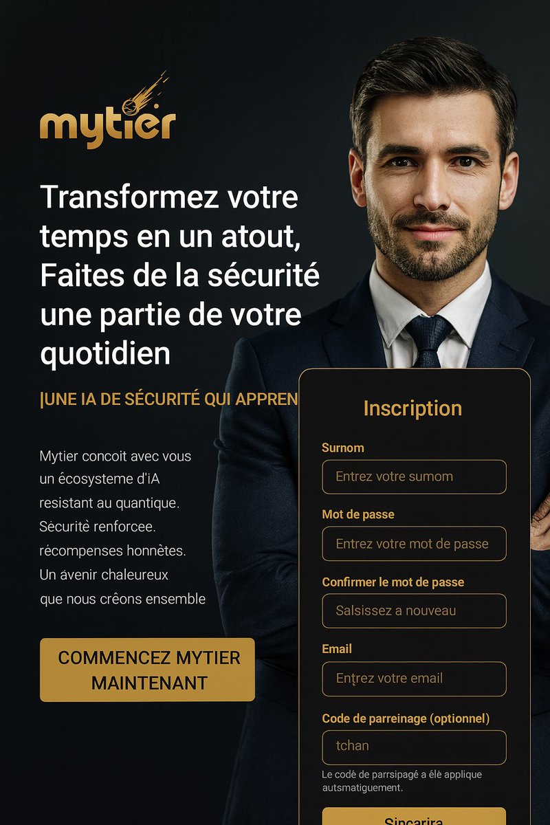 ASGA_NETWORK's tweet image. 🚀 Rejoignez MyTier maintenant !
Transformez votre temps en valeur grâce à une IA post-quantique qui sécurise et récompense.
🔐Sécurité 24/7 #CryptoScam
⚡IA qui apprend
🌍 Écosystème fiable &amp;amp; innovant

🎉Code d’invitation : tchan
👉Inscription: mytier.io/service/signup…

#MYTIER