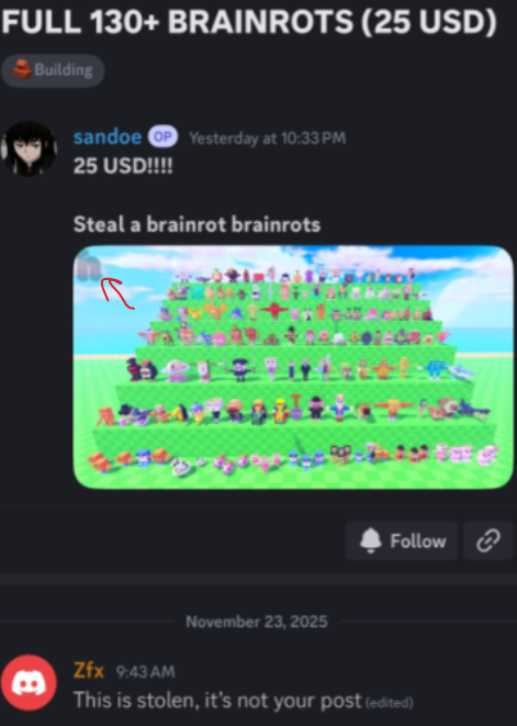 H4S2AN's tweet image. I mean we know you&apos;re a scammer, but at least remove my watermark vro😭🙏

#ROBLOX #RobloxDev #RobloxCommissions