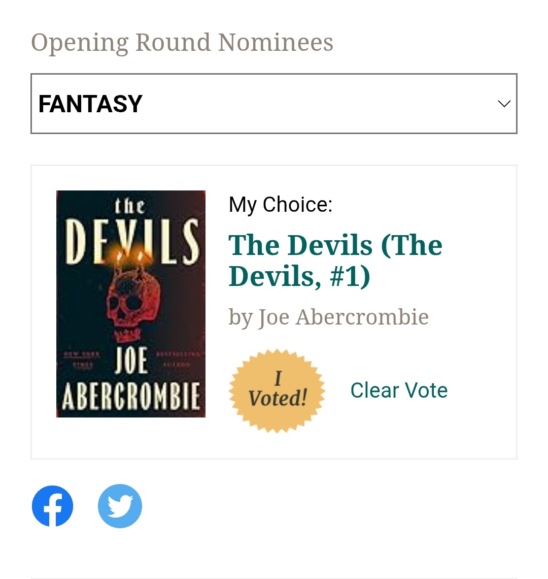 Alex_ndre93's tweet image. ¡Últimas horas para votar en la primera ronda de los Goodreads Awards!