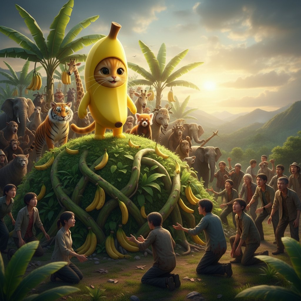 banmao_X's tweet photo. 🐱🍌 $BANMAO EPIC (Read more: @banmaoOKX)

Chapter 4 : The Golden Banana Sanctuary: The Trial of the Human Heart

Not long after the Great Flood receded 🌊✨, all things began to revive 🌱🌿. Yet at the edge of the lush green forest 🌳, a shadow had emerged 🌑. It was a group of human survivors, gaunt, ragged 👥💀, their eyes burning with the utmost desperate craving for survival 🔥😣.

They halted 🛑. 
Before them lay a fairy-tale sight: the Golden Banana Sanctuary, radiant and resplendent ✨🍌🏝️, where countless animals lived in peace and harmony, free from hunger and want 🕊️❤️.

That craving swiftly turned into greed 😈. A man whispered, his voice hoarse and heavy with dark intent 🗣️🌑:

“If we take this place, we will never go hungry again. Everything here will be ours.” 💰🗡️

It was the echo of the Black Wolf, the ancient voice of greed 🐺⚫.

Yet there were also those who fell to their knees before the grandeur of this land 🙏😭. Tears streamed down their faces as they turned their gaze toward Banmao, the striped cat standing majestically atop the high platform 🐱🍌👑✨.

“The Divine One has sent this sacred being to guide us. This is a blessing!” a trembling woman cried out 🙌🌟.
The Beginning of a New Trial ⚡

Banmao stood there, facing humanity directly for the first time 🐱🍌👀. Its amber eyes shimmered with boundless compassion for the suffering humans had endured 😢💛, yet they also carried a profound wariness ⚠️.

It understood that humans were not merely victims. They possessed the power to build greatness 🏰, but within them also lurked a terrifying capacity for destruction 🔥💥. If not guided by the light of love and righteousness, their greed would rise again, and they would rebuild the kingdom of the Black Wolf once more 🐺🏰🌑.

Behind Banmao, the animals began to stir uneasily 🐾😟. Birds fluttered in agitation 🐦💨, tigers and leopards growled softly 🐯🦁. They were torn: Should they drive away these strange and dangerous creatures, or trust in the possibility that humans could change? ❓❤️

After a moment of silence that felt like a thousand years ⏳, Banmao made the most momentous decision in the history of the Sanctuary 🐱🍌⚖️. It gently nodded, signaling the animals to step back 🙅‍♂️, and fixed its gaze directly upon the people standing at the foot of the hill 👀.

Banmao chose to extend the covenant
 🤝🌍.
 It granted humanity one final chance to enter the circle of life and learn to live in harmony rather than conquest 🕊️🍃.

👑 End of Chapter

The wind swept through the Golden Banana Sanctuary 🍃✨.

Banmao stood atop the heights, behind it a living wall of loyal yet deeply wary animals 🐱🍌🛡️🐾. Before it stood the newly arrived humans, a group already divided from the very first moment ⚔️❤️:
Some knelt in reverence, offering the fragile gift of their faith 🙇‍♂️🙏✨.

Others stole cold, calculating glances, plotting a takeover 😈🗡️👁️.

The true trial had begun 🔥⚡. The Golden Banana Sanctuary, having once survived the Great Flood, now faced a far more complex threat: the human heart itself 💔❤️.

@XLayerOfficial @star_okx @okx
📌 #banmao #okx #xlayer #memecoin #community #btc #eth #okb #bananacat #香蕉猫 #memeking #Airdrop #banmaoepic #epic #banana #human