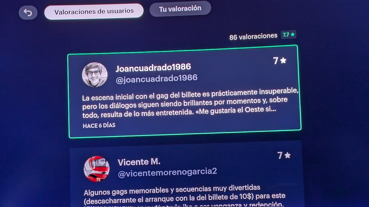 Termino de ver "Los hermanos Marx en el Oeste" me meto en las valoraciones y parece que estoy en Twitter. 🤣🤣

<a href="/Joan1986_/">Joan</a> <a href="/vimoga2/">Vicente Moreno</a>