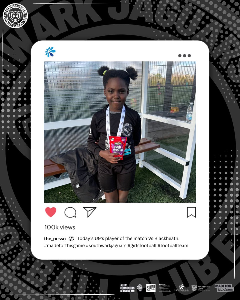 LPESSN's tweet image. ⚽️ Well done to all of our Jaguar teams that were in action today. Please see below for todays &apos;Player of the Match&apos; from each game. #MadeForThisGame #southwarkjaguars #Jaguars