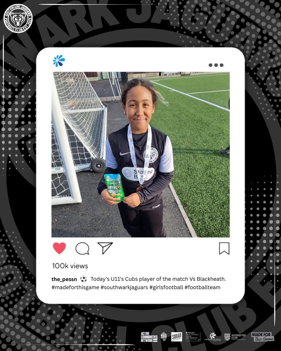 LPESSN's tweet image. ⚽️ Well done to all of our Jaguar teams that were in action today. Please see below for todays &apos;Player of the Match&apos; from each game. #MadeForThisGame #southwarkjaguars #Jaguars