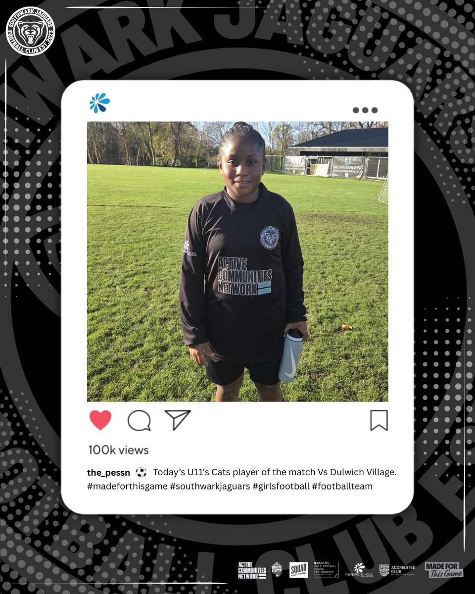 LPESSN's tweet image. ⚽️ Well done to all of our Jaguar teams that were in action today. Please see below for todays &apos;Player of the Match&apos; from each game. #MadeForThisGame #southwarkjaguars #Jaguars