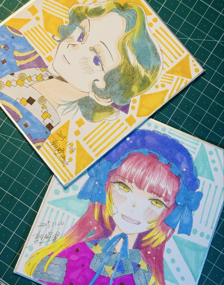 力尽きたので明日の色紙は色紙(小)2枚だけになりました𖤐 ̖́- 早い者