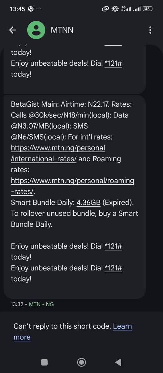 heywhydean's tweet photo. @MTNNG @officialEFCC  @channelstv @NgComCommission 
 I recharged airtime of ₦1000 (5 X 200) and I received a message of recharged successful after each of my recharge but when check my balance I only saw my previous balance of ₦22.17. https://t.co/4n8BSWIs0f