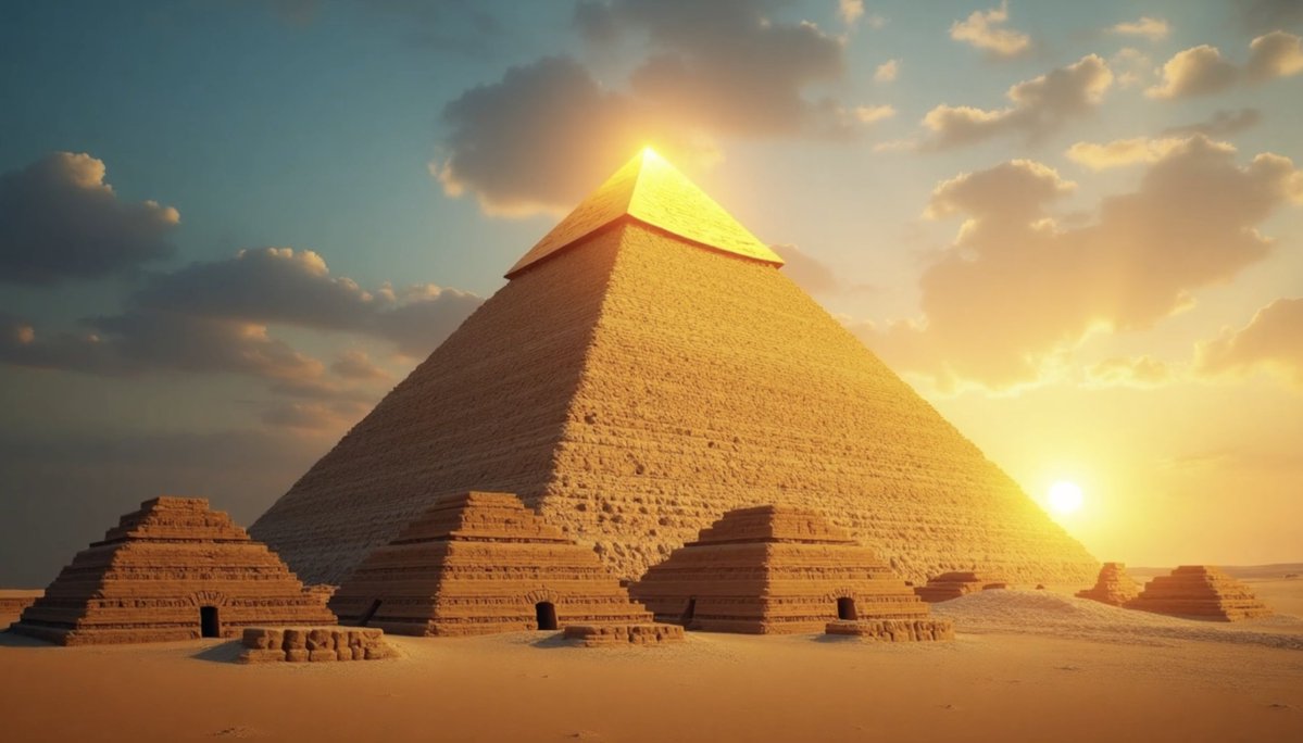 The Great Pyramid at Giza once Shone Gold upon its Capstone adorned Lovingly with 144,000 Golden Stones...

And why did the Ancient Stone Masons of Egypt complete such an Arduous task, of enormous weight,   at such Great Heights?

Because the Great Masonic Architects and Builders