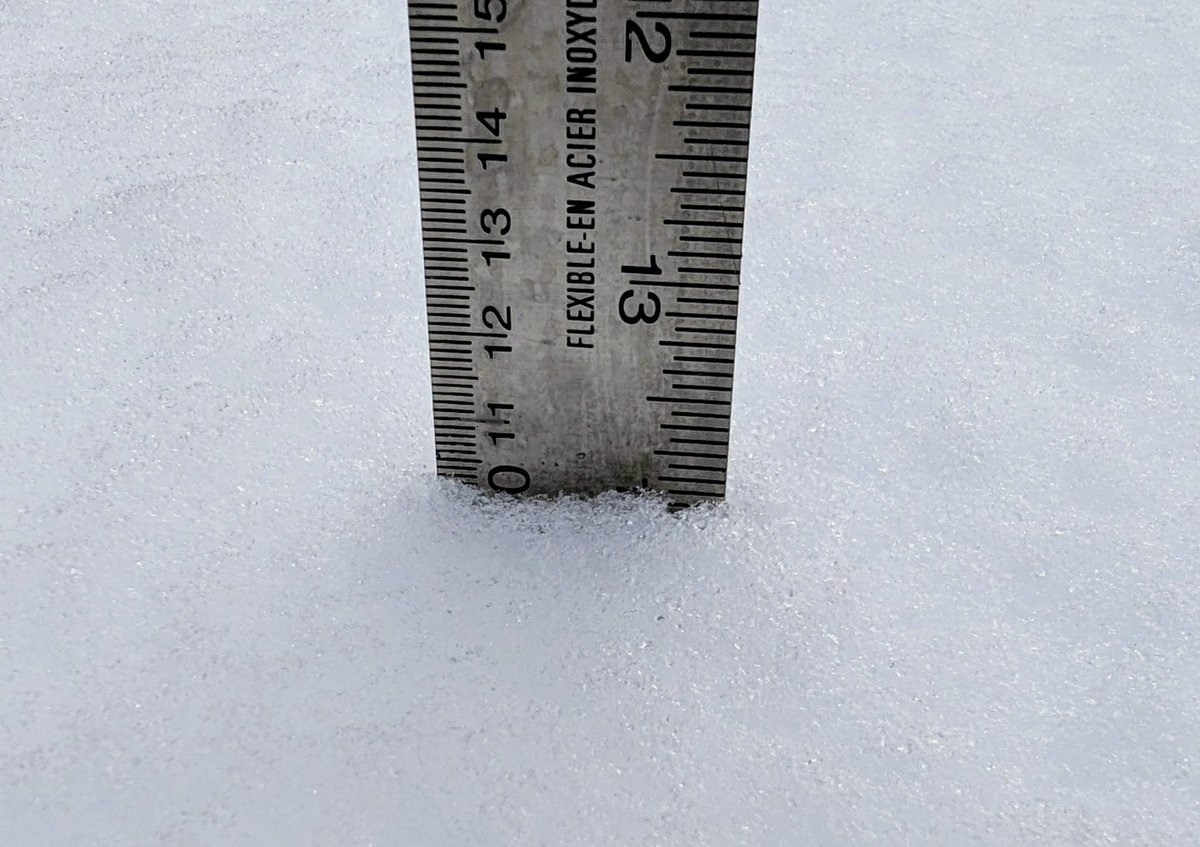 rcbstormpost's tweet image. Total snowfall 10.2 cm through 12:30 pm in #GanderWest. 

Core sample weighing in at 111 grams in 4&quot; @CoCoRaHSCanada gauge, equating to 14 mm water  equivalent. Makes for 7:1 snow:liquid ratio.

Just a few lingering flurries left in the air as slow melt begins. #nlwx