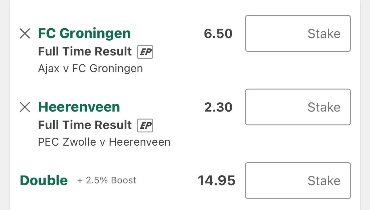 TipsterCharlie's tweet image. #ProjectML Bets ✍️ 

Ajax Vs FC Groningen 
FC Groningen @ 6.50 (0.5u) 

PEC Zwolle Va Heerenveen 
Heerenveen @ 2.30 (1u) 

Double @ 14.95 (0.25u)