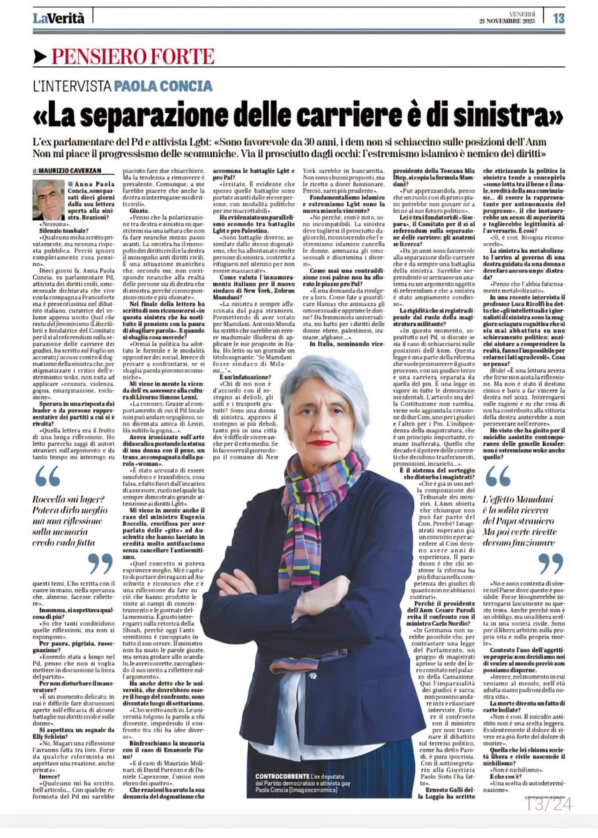 Ringrazio <a href="/annapaolaconcia/">anna paola concia</a> che mi ha citato nell'intervista a <a href="/LaVeritaWeb/">La Verità</a> 
E sì, #sisepara