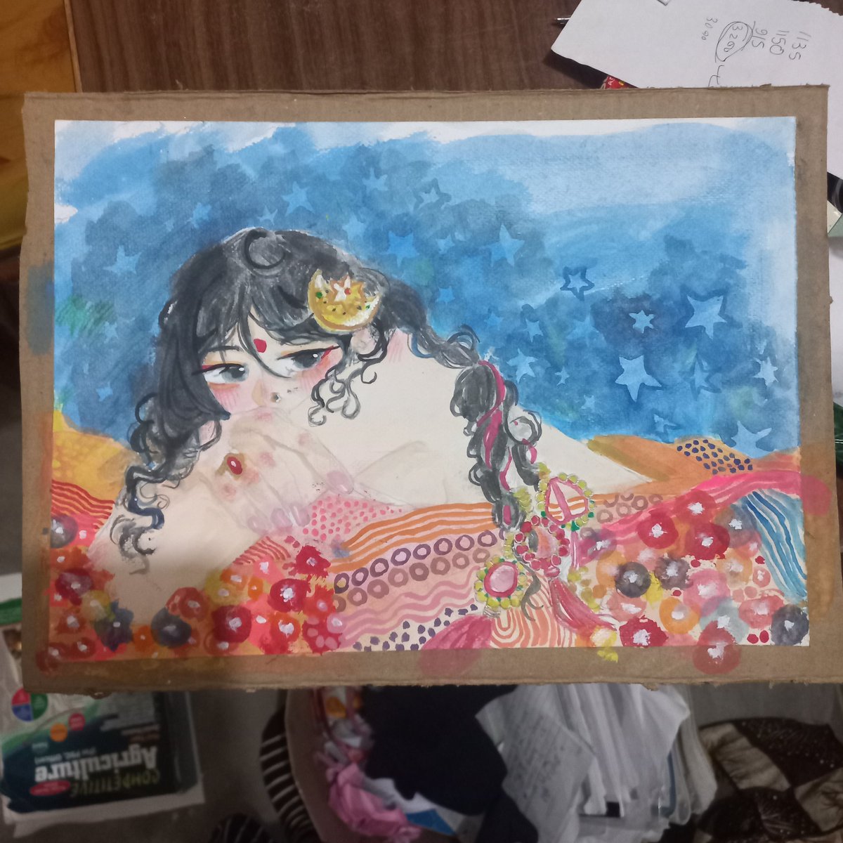 Painted traditionally after forever i had no red color so i used fabric paint lol