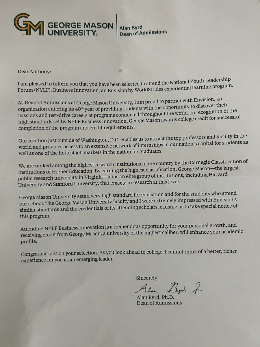 Blessed to be selected to attend the National Youth Leadership Forum by George Mason University!🙏🏾Huge Academic Achievement <a href="/DariusJamesHFC/">Darius James</a> <a href="/CoachBowden1906/">Coach Bowden</a> <a href="/KappaKraig3/">Craig</a> <a href="/CoachJayMo74/">Jamar Moore</a> <a href="/THE_44_BULLDOG/">Zeek Bigger®</a> <a href="/Coach_Watts21/">Zac Watts</a> <a href="/CoachEGlennJr/">Coach Eddie Glenn Jr.</a>