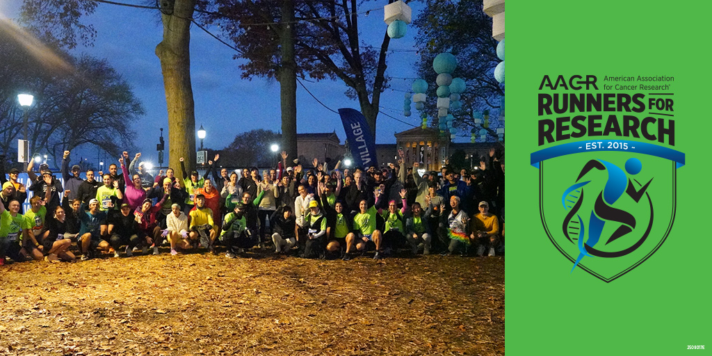 AACRFoundation's tweet photo. Members of the @AACR #Runners4Research team gather before today's AACR #PhillyMarathon. So far, the team has raised a remarkable $806,000 to support lifesaving cancer research, and there's still time to contribute: https://t.co/POcSzeHHUK https://t.co/IgSt9PeN43